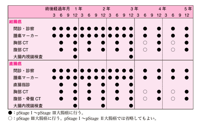 図9　大腸癌の治癒切除後に推奨されるサーベイランススケジュールの一例